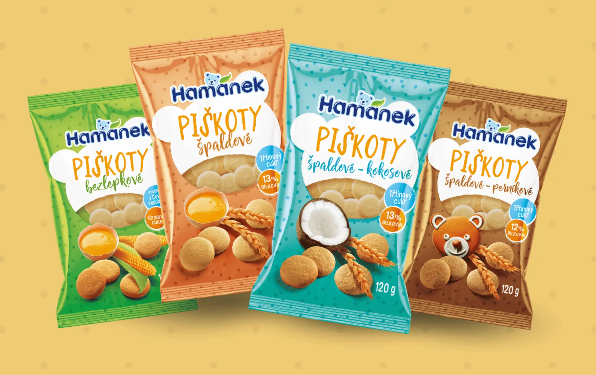 Ham&aacute;nek představuje <br> nov&eacute; druhy pi&scaron;kotů pro děti i dospěl&eacute;.