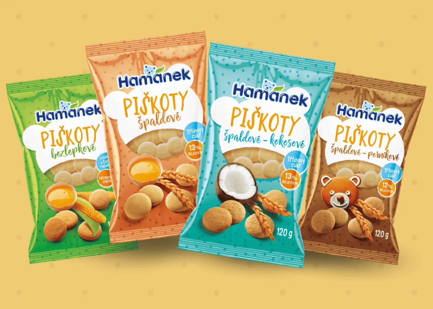 Ham&aacute;nek představuje <br> nov&eacute; druhy pi&scaron;kotů pro děti i dospěl&eacute;.