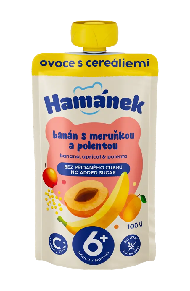 Ban&aacute;n, meruňka a polenta