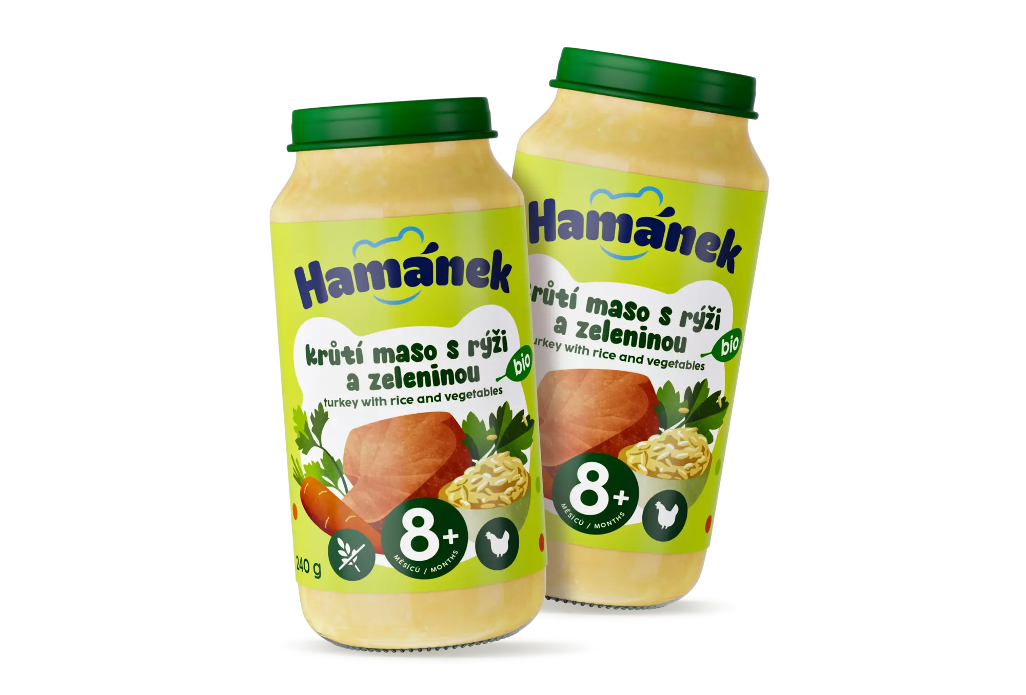 BIO Krůt&iacute; maso s r&yacute;ž&iacute; a zeleninou