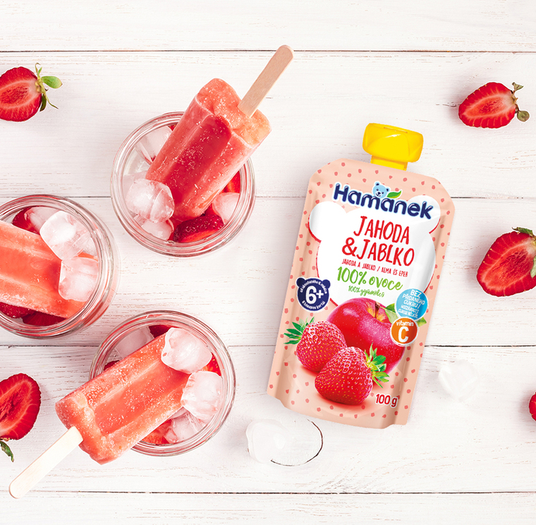 Quick ice lolly made from Hamánek fruit purée
