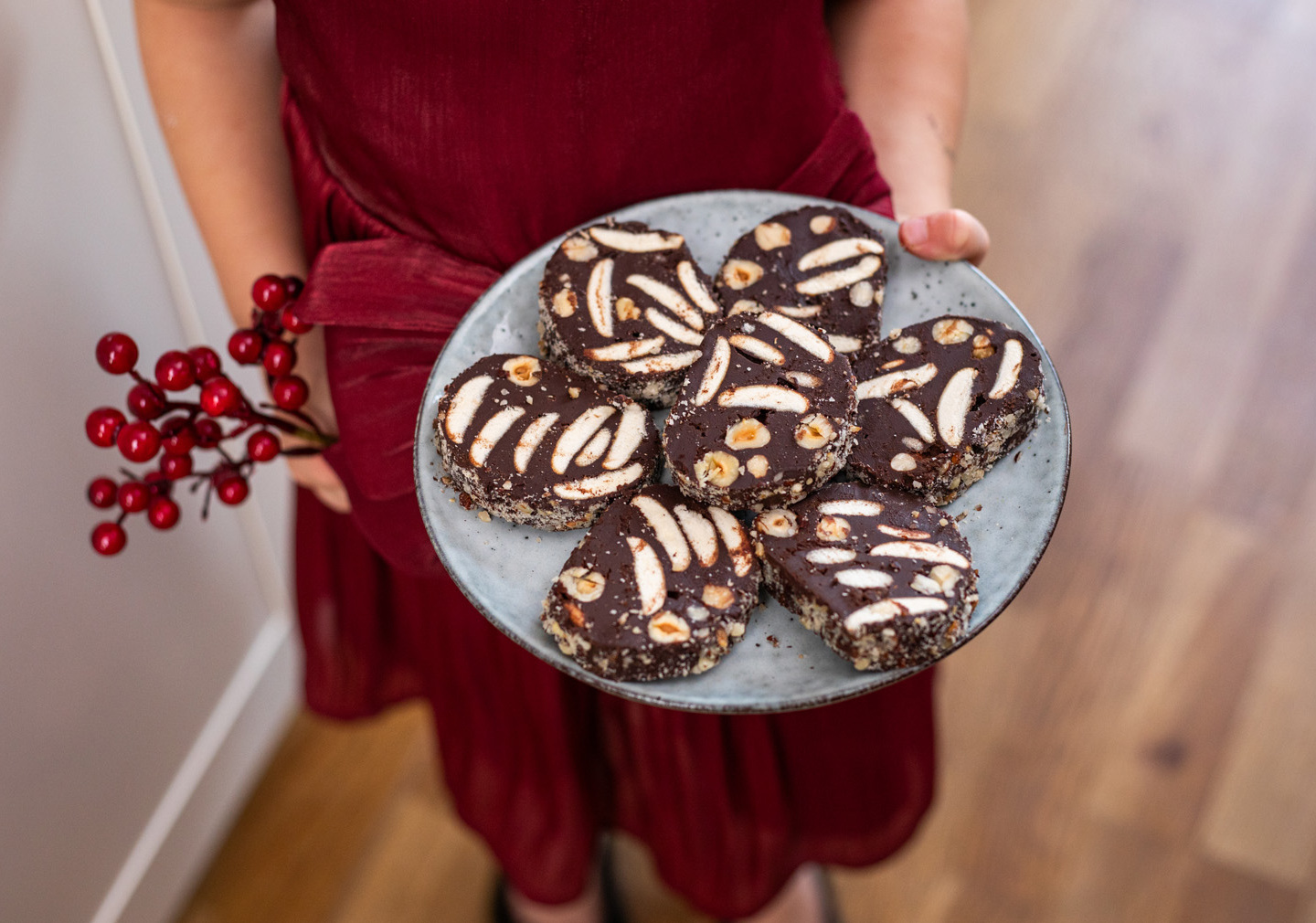 Čokoládový salám z piškotů Hamánek