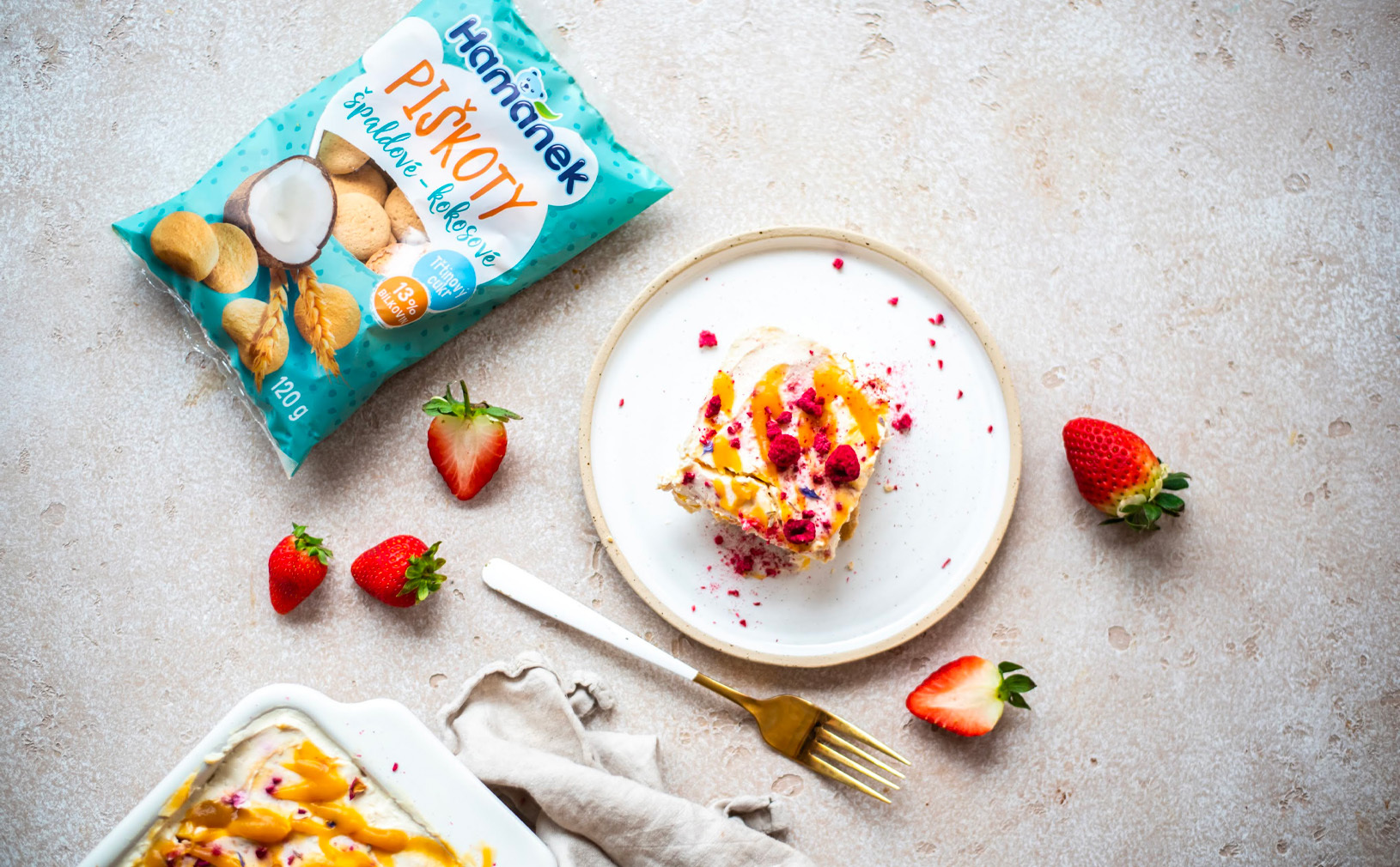 Kokosové tvaroháčkové řezy s mangem