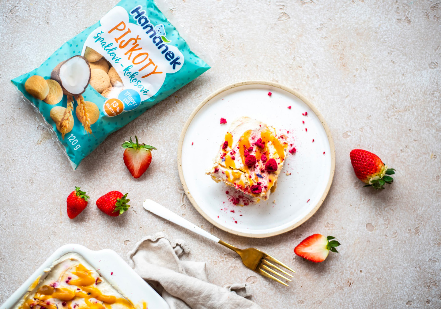 Kokosové tvaroháčkové řezy s mangem